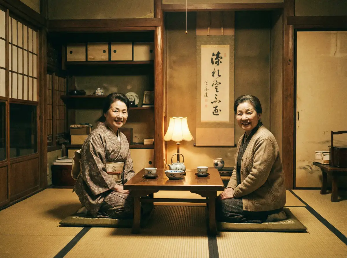 两位优雅的 【梦乃爱华】深度揭秘梦乃爱华~梦乃爱华在线观看资源站 在日式茶室中品茶交谈